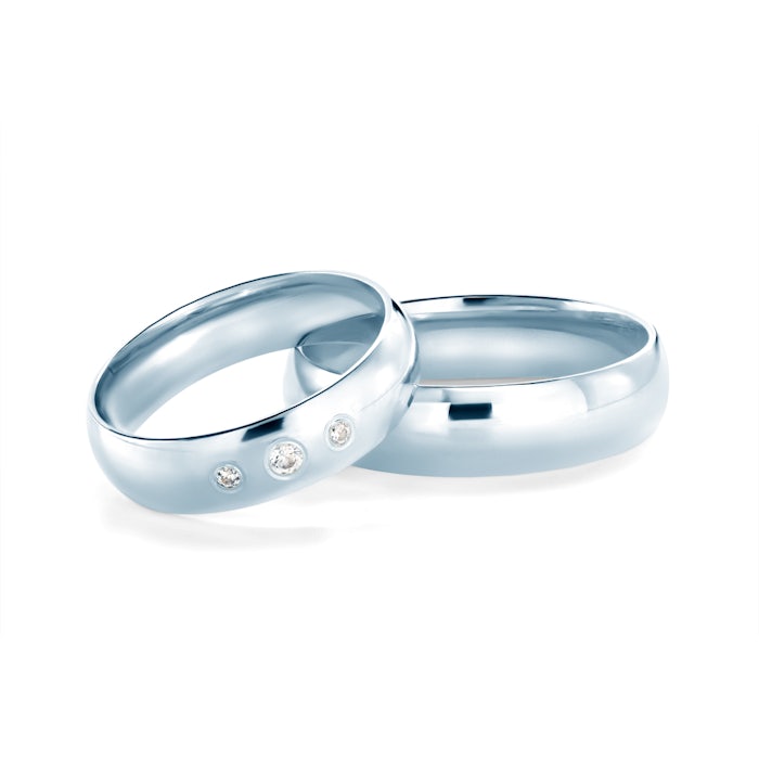 Esküvői karikagyűrűk: fehérarany, félkarika, 5 mm