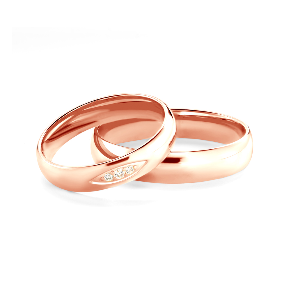 Vjenčano prstenje: ružičasto zlato, poluokruglo, 4 mm