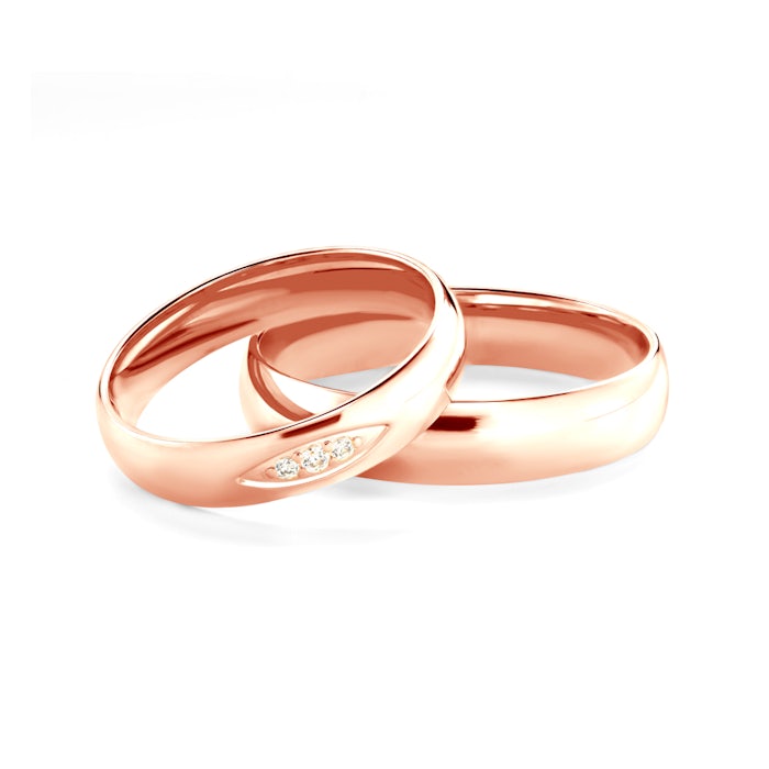 Esküvői karikagyűrűk: rózsaarany, félkarika, 4 mm