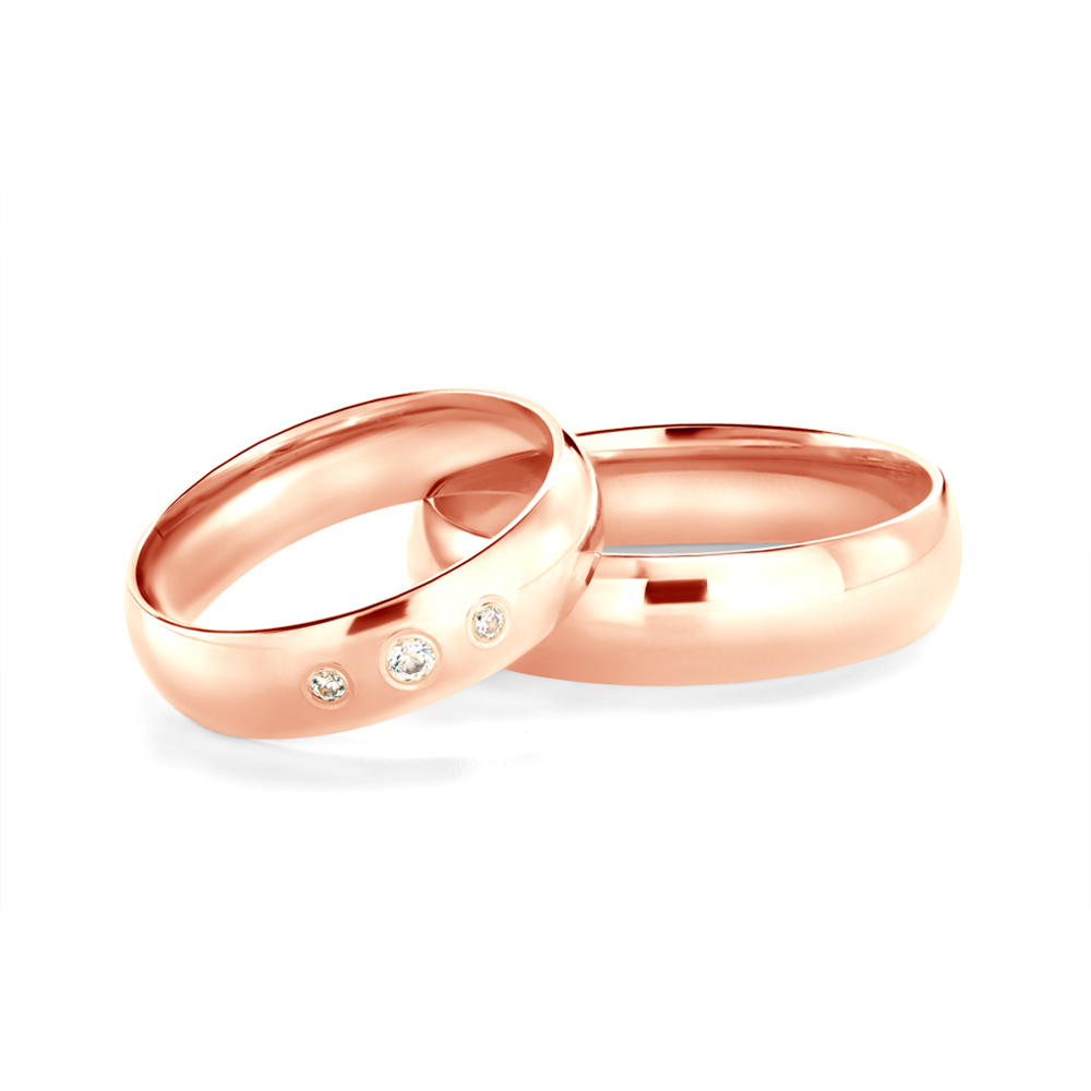 Eheringe: Roségold, Halbrund, 5 mm