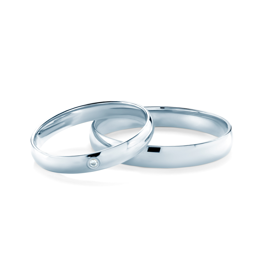 Βέρες Γάμου: λευκόχρυσο, σε σχήμα D, 3 mm