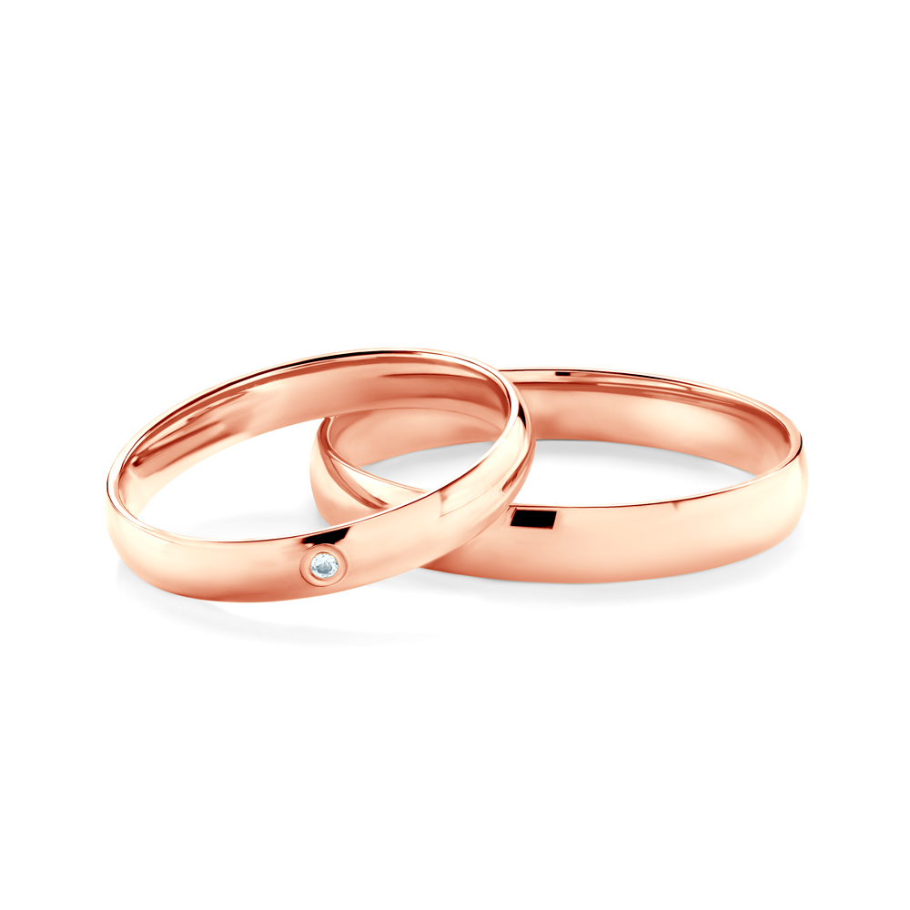 Βέρες Γάμου: ροζ χρυσό, σε σχήμα D, 3 mm