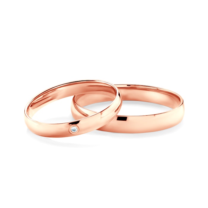 Esküvői karikagyűrűk: rózsaarany, félkarika, 3 mm