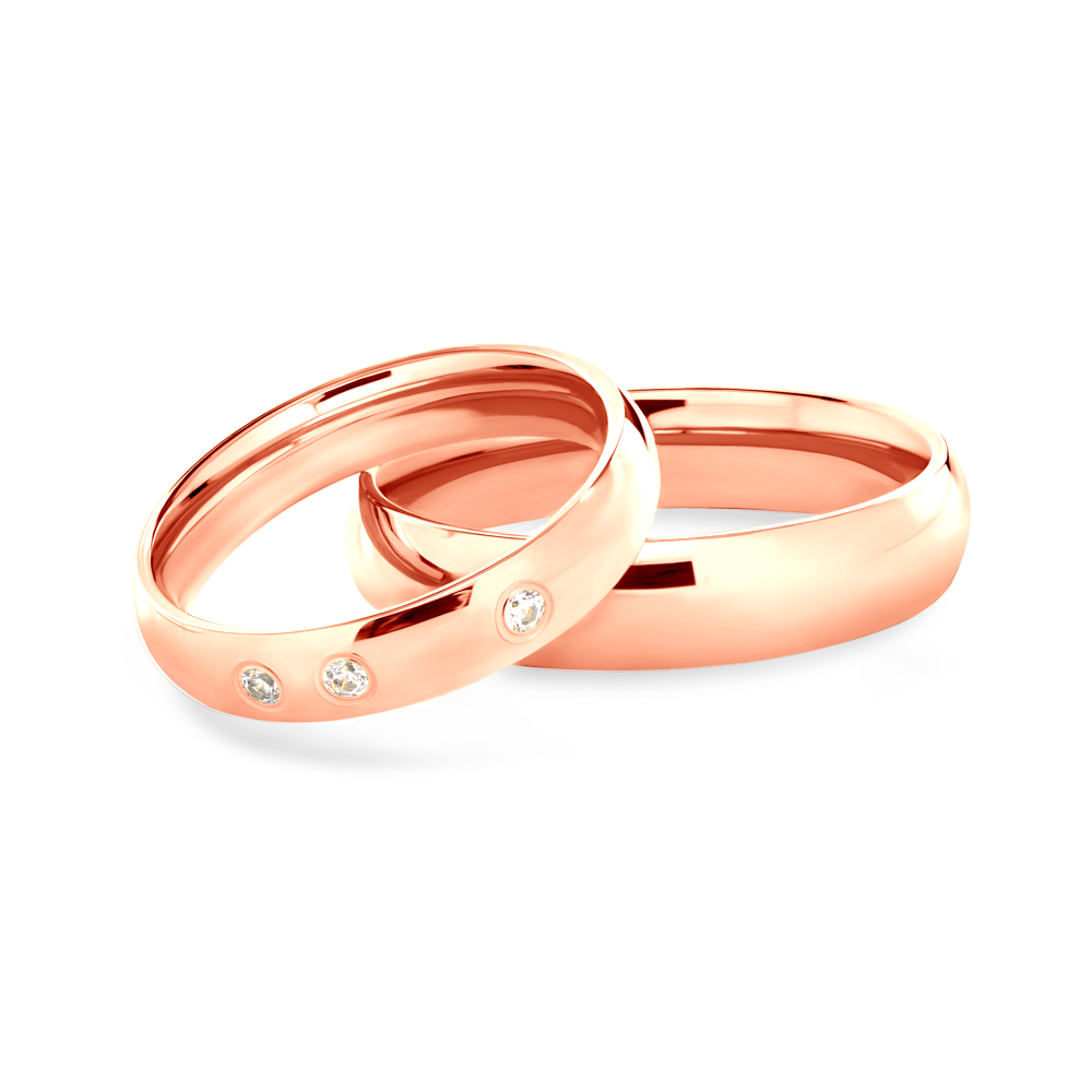 Βέρες Γάμου: ροζ χρυσό, σε σχήμα D, 4 mm