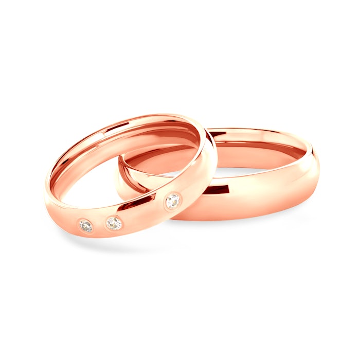 Esküvői karikagyűrűk: rózsaarany, félkarika, 4 mm