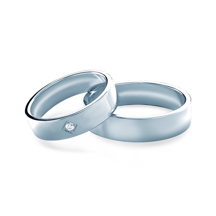 Esküvői karikagyűrűk: fehérarany, lapos, 5 mm