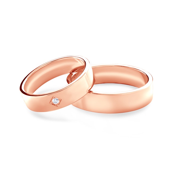 Esküvői karikagyűrűk: rózsaarany, lapos, 5 mm