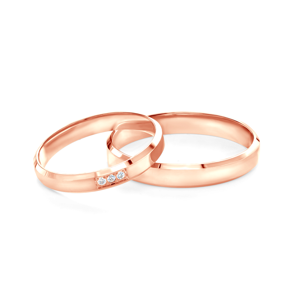 Eheringe: Roségold, mit Fase, 3 mm