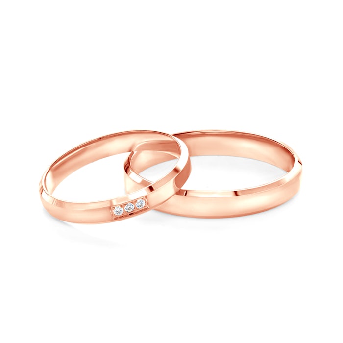 Esküvői karikagyűrűk: rózsaarany, szakaszos profil, 3 mm