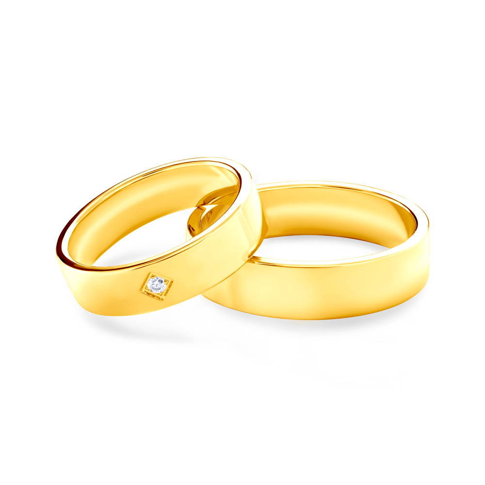 Eheringe: Gold, Flach, 5 mm