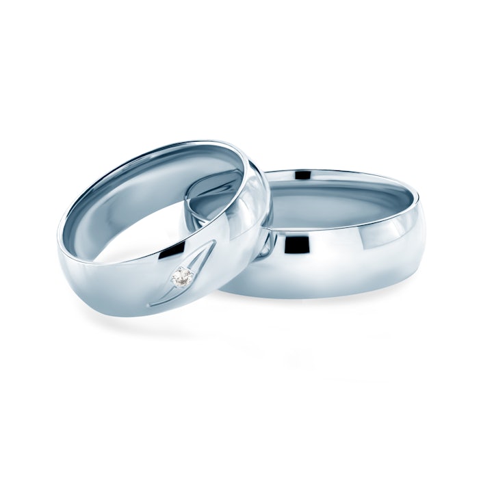 Esküvői karikagyűrűk: fehérarany, félkarika, 6 mm