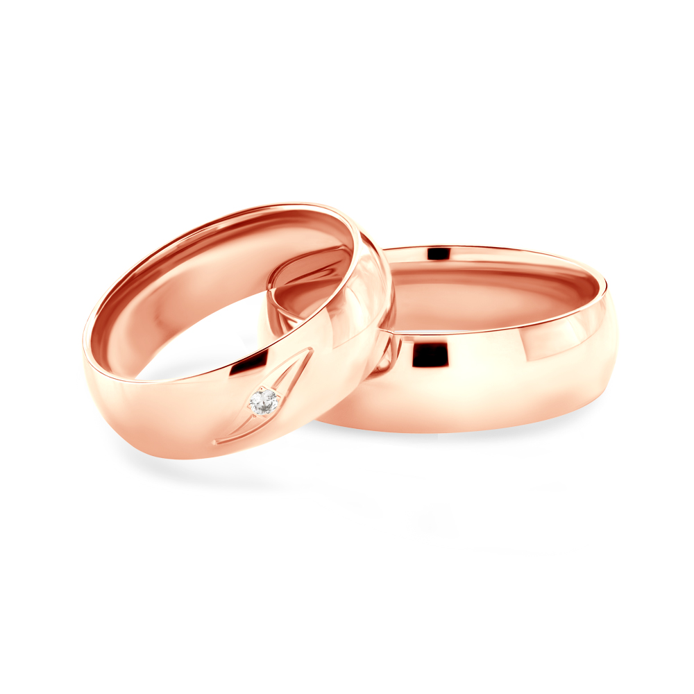 Eheringe: Roségold, Halbrund, 6 mm