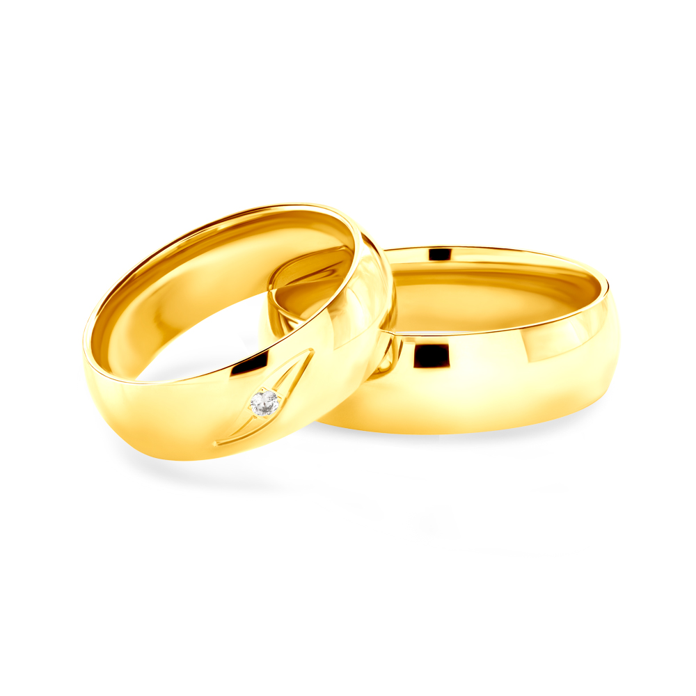 Eheringe: Gold, Halbrund, 6 mm