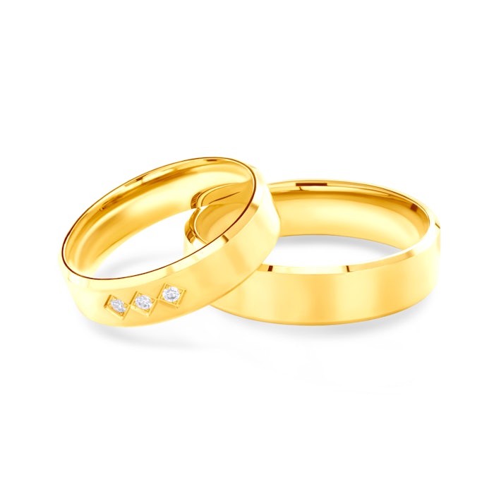 Esküvői karikagyűrűk: arany, szakaszos profil, 5 mm
