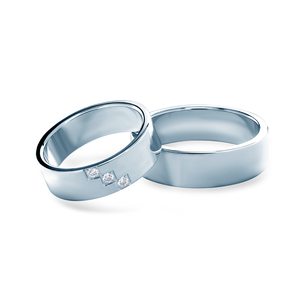 Βέρες Γάμου: λευκόχρυσο, επίπεδο σχήμα, 6 mm