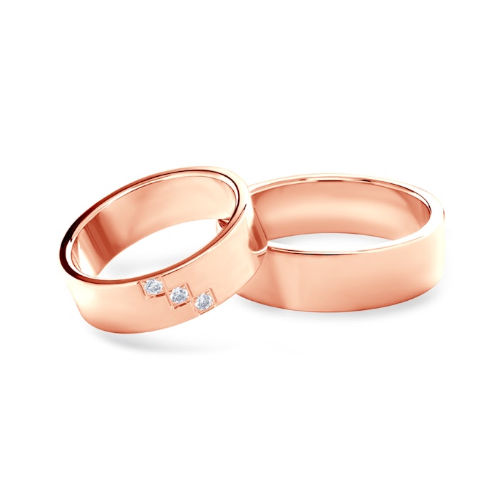 Esküvői karikagyűrűk: rózsaarany, lapos, 6 mm