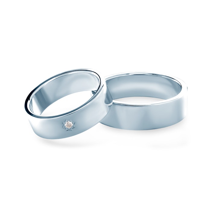 Esküvői karikagyűrűk: fehérarany, lapos, 7 mm