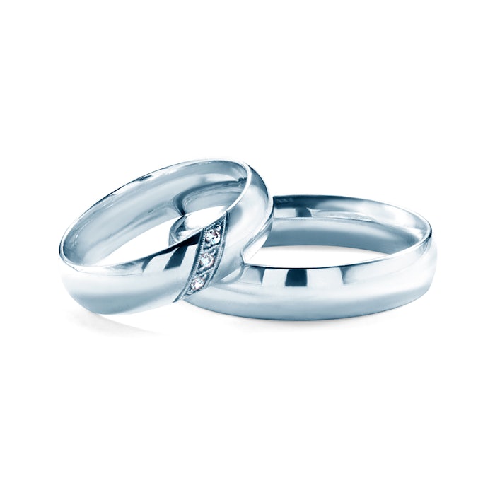 Esküvői karikagyűrűk: fehérarany, félkör, 6 mm