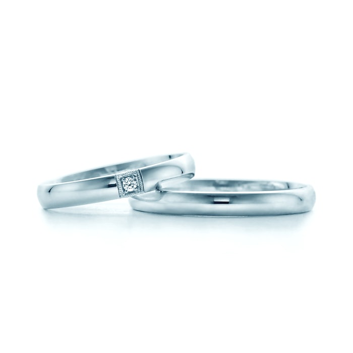 Esküvői karikagyűrűk: fehérarany, félkör, 3 mm