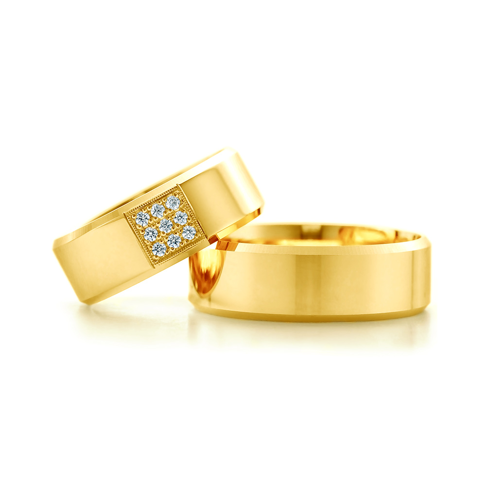 Весільні обручки: золото, з фаскою, 7 мм