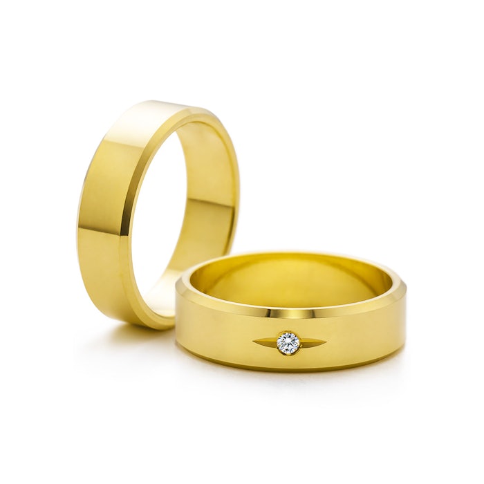 Esküvői karikagyűrűk: arany, szakaszos profil, 5 mm