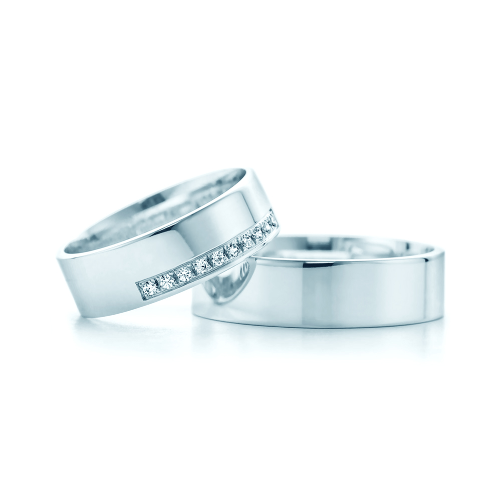 Весільні обручки: біле золото, плоскі, 6 мм