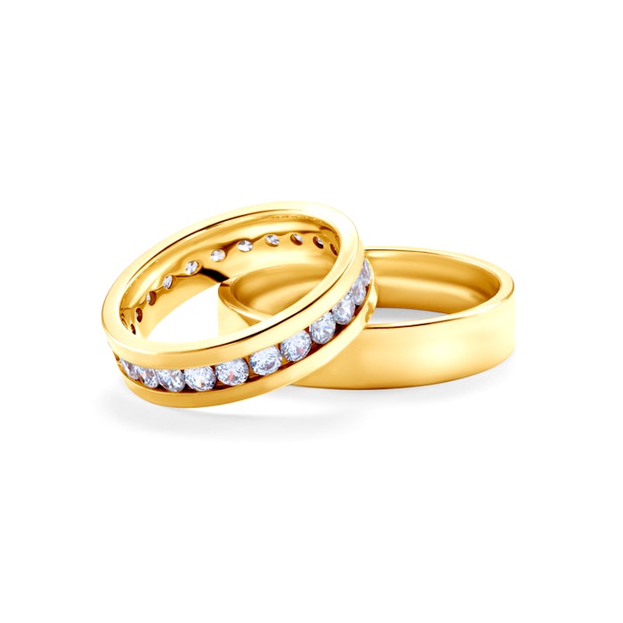 Esküvői karikagyűrűk: arany, lapos, 5 mm