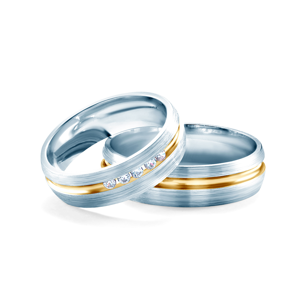 Eheringe: Zweifarbiges Gold, Runde, 6 mm