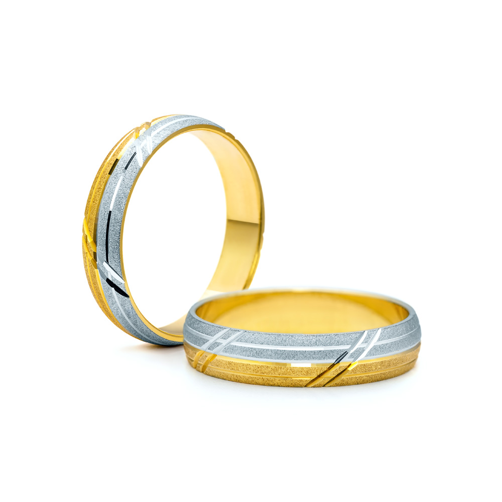 Eheringe: Zweifarbiges Gold, Halbrund, 5 mm