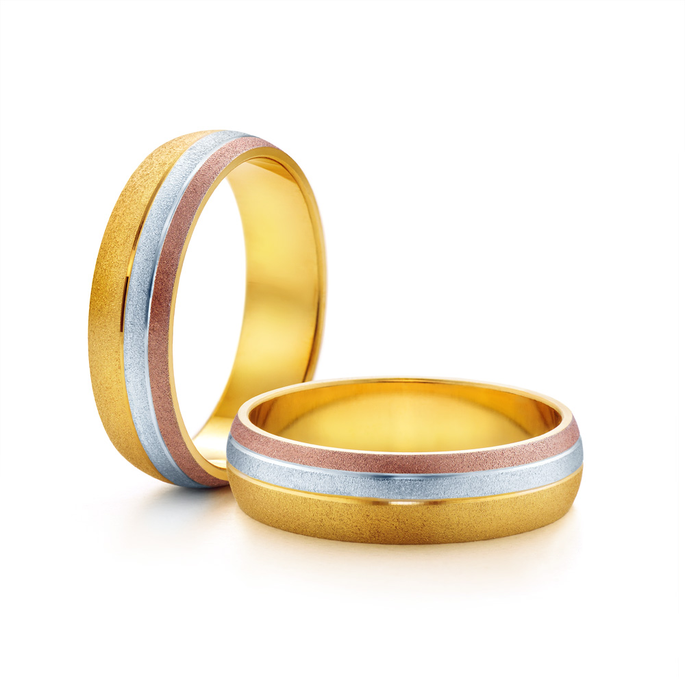Весільні обручки: триколірне золото, напівкруглі, 5 мм