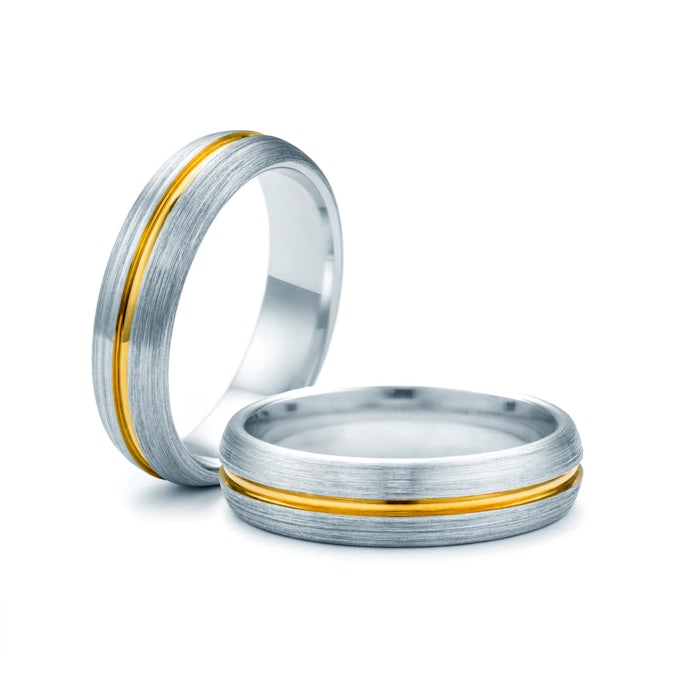 Esküvői karikagyűrűk: kétszínű arany, karika, 5 mm