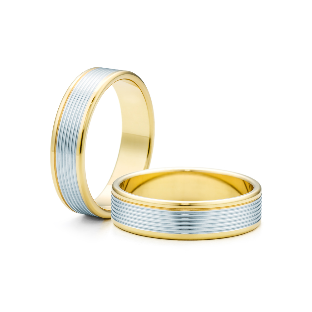 Eheringe: Zweifarbiges Gold, Flach, 5 mm