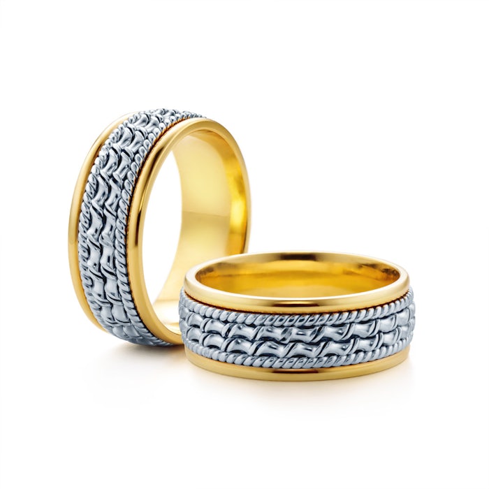 Verighete: aur bicolor, plate, 7 mm