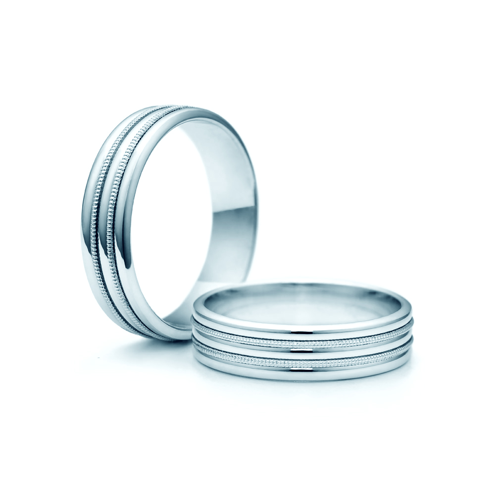 Весільні обручки: біле золото, плоскі, 5 мм