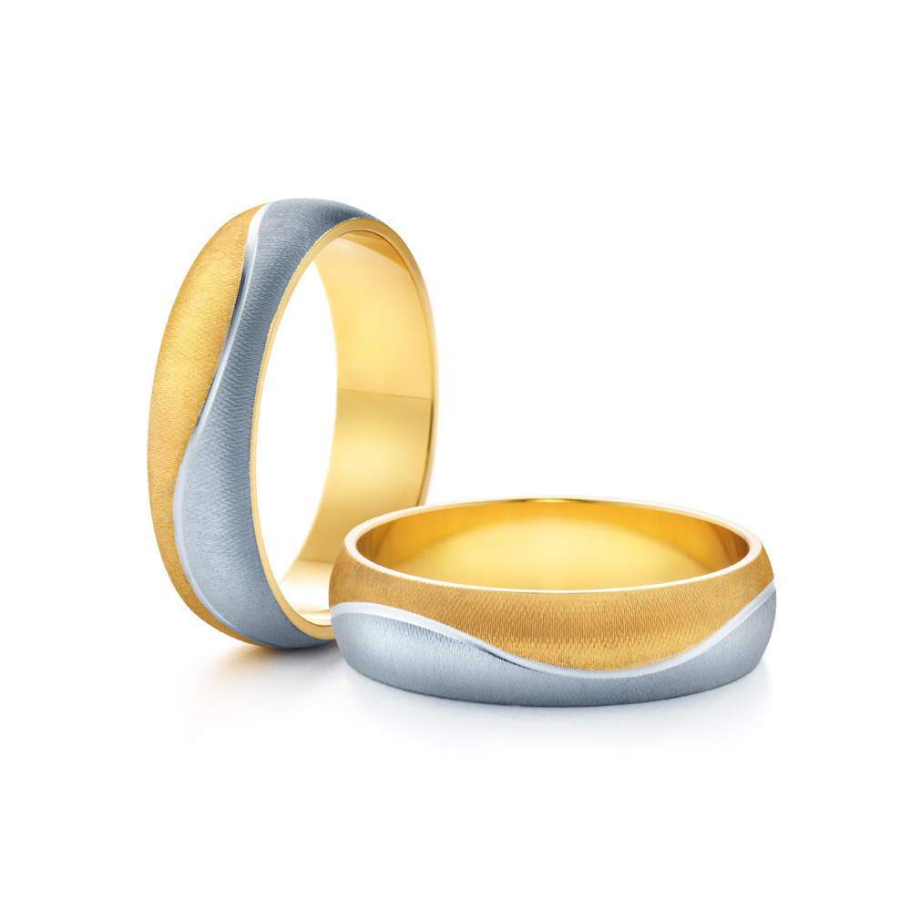 Eheringe: Zweifarbiges Gold, Halbrund, 5 mm