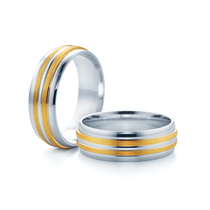 Esküvői karikagyűrűk: kétszínű arany, karika, 6 mm