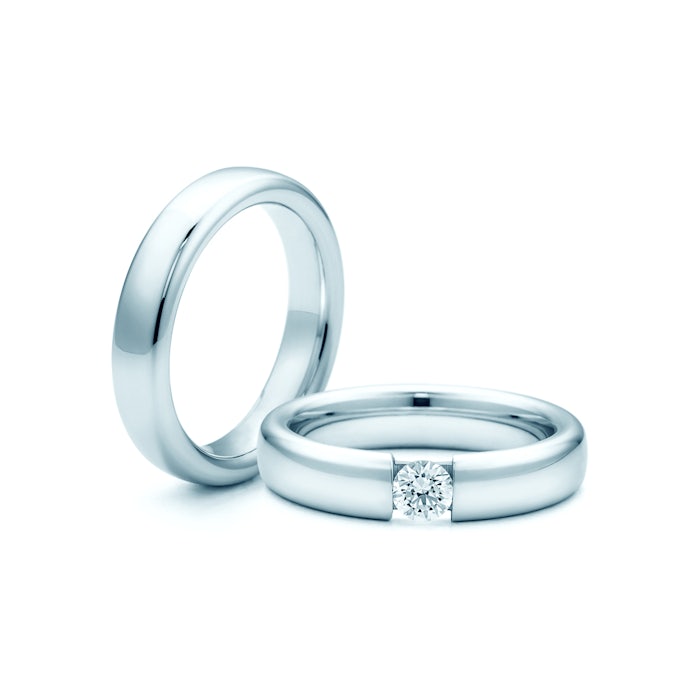 Esküvői karikagyűrűk: fehérarany, karika, 4,5 mm