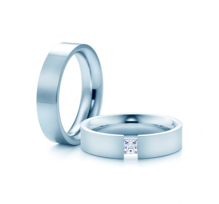 Esküvői karikagyűrűk: fehérarany, lapos, 5 mm