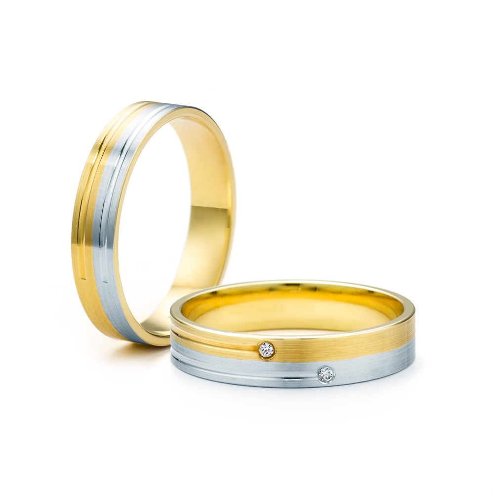 Eheringe: Zweifarbiges Gold, Flach, 4 mm