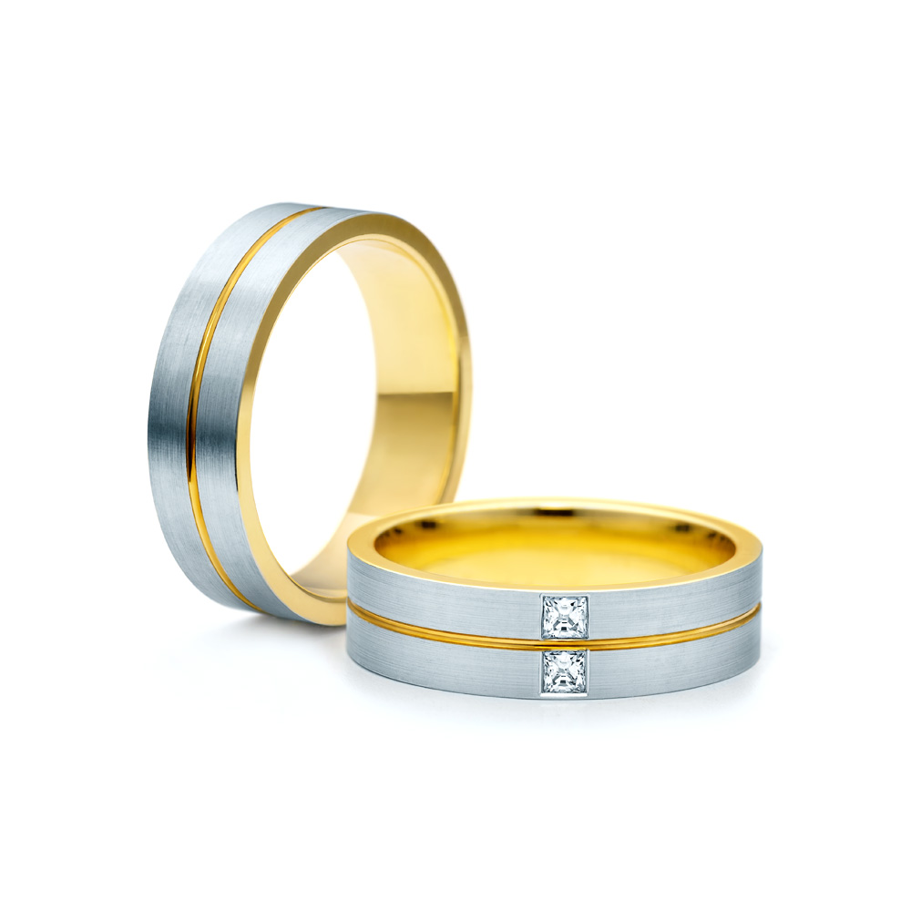 Eheringe: Zweifarbiges Gold, Flach, 5,5 mm