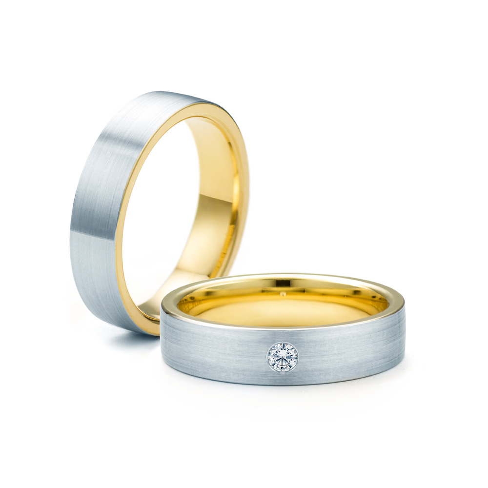 Esküvői karikagyűrűk: kétszínű arany, karika, 4,8 mm