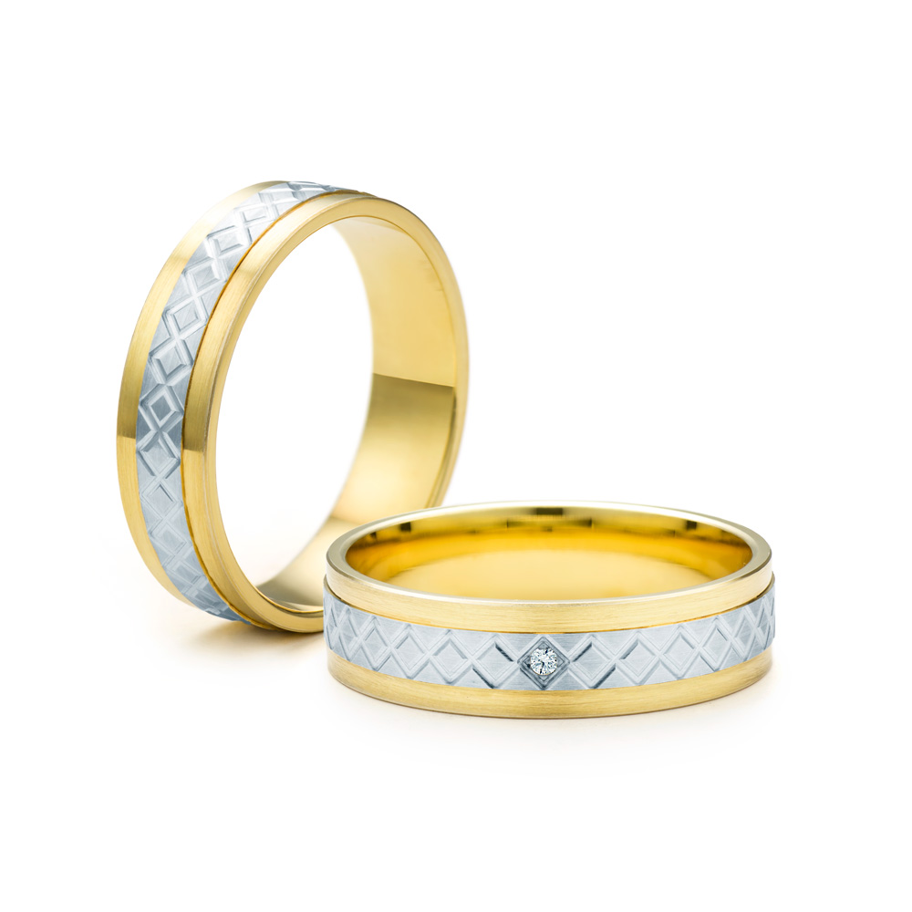 Βέρες Γάμου: δίχρωμο χρυσό, επίπεδο σχήμα, 5 mm