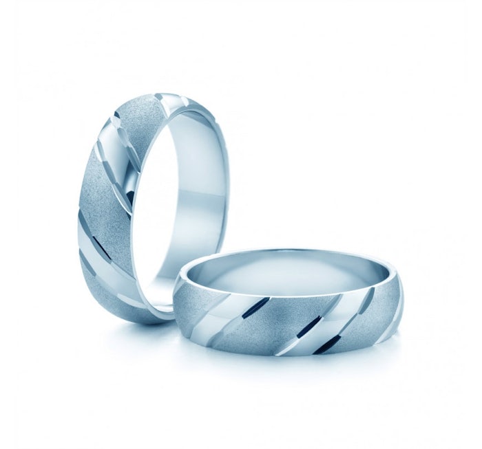 Esküvői karikagyűrűk: fehérarany, félkarika, 5 mm