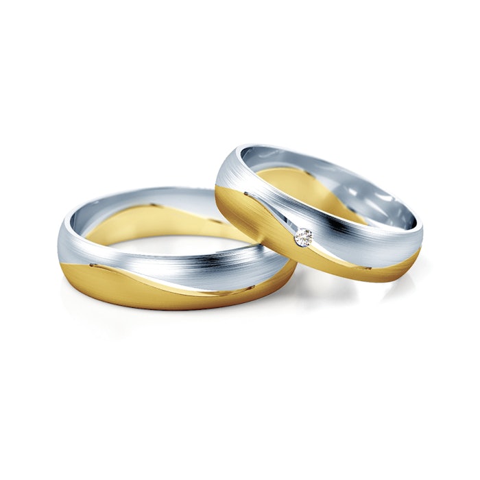 Esküvői karikagyűrűk: kétszínű arany, karika, 5 mm