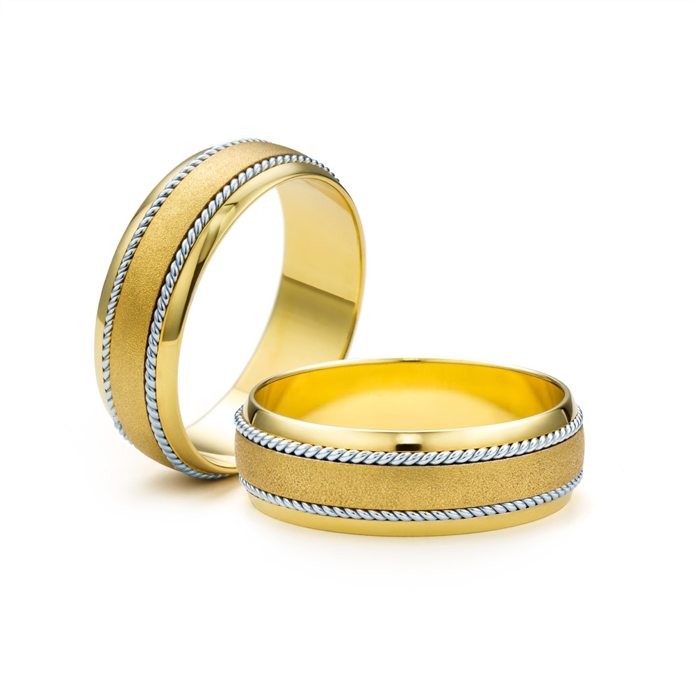 Verighete: aur bicolor, semicirculare, 6 mm