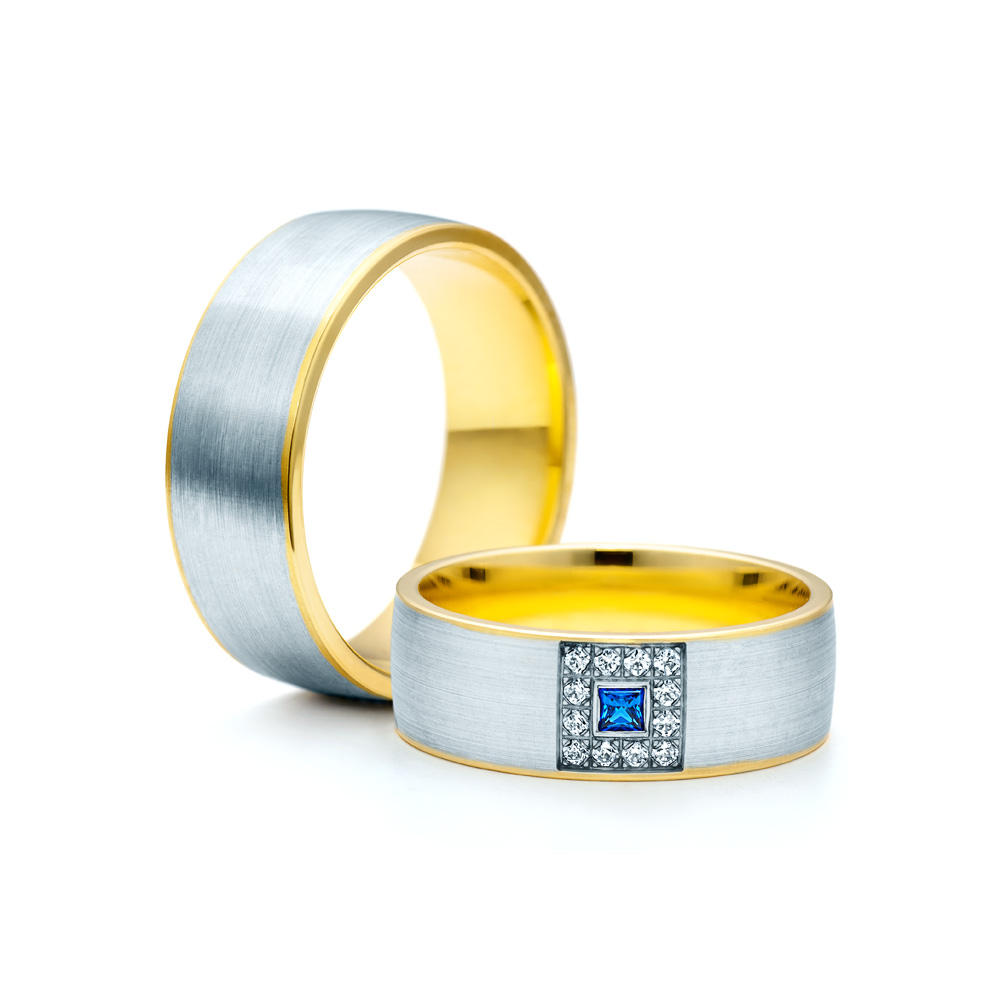 Eheringe: Zweifarbiges Gold, Runde, 6,6 mm