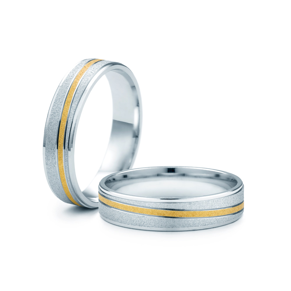 Eheringe: Zweifarbiges Gold, Flach, 5,2 mm