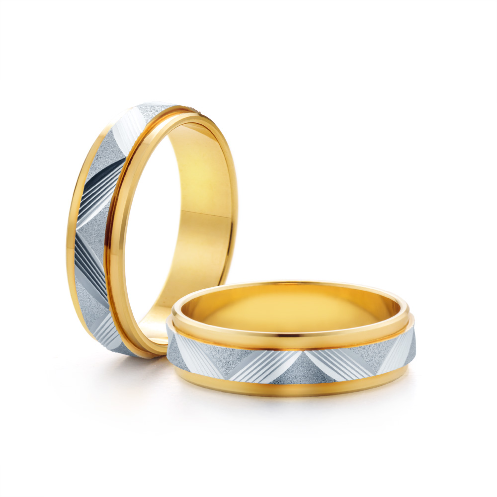 Eheringe: Zweifarbiges Gold, Flach, 5 mm