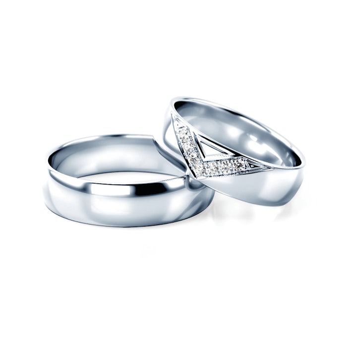 Esküvői karikagyűrűk: fehérarany, félkarika, 5 mm