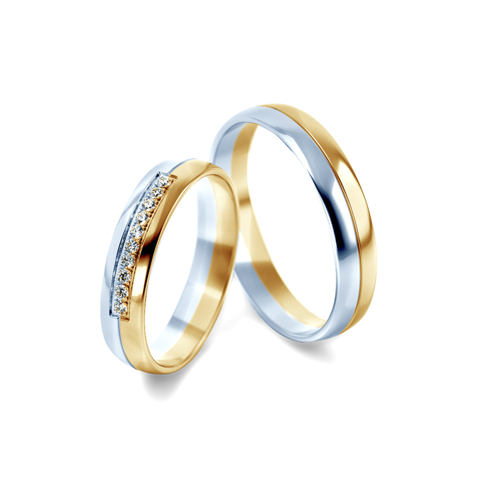 Verighete: aur bicolor, semicirculare, 4 mm